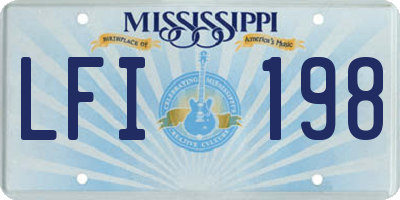 MS license plate LFI198