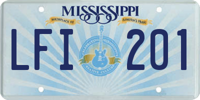 MS license plate LFI201