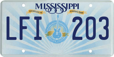 MS license plate LFI203