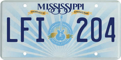 MS license plate LFI204