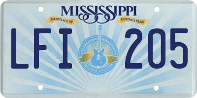 MS license plate LFI205