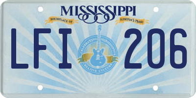 MS license plate LFI206