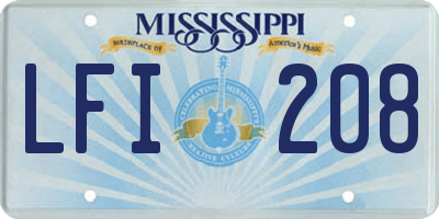 MS license plate LFI208