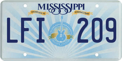 MS license plate LFI209