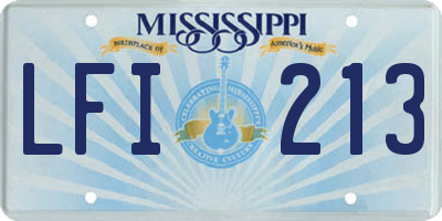 MS license plate LFI213