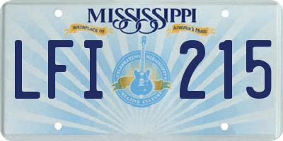 MS license plate LFI215