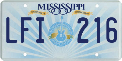MS license plate LFI216