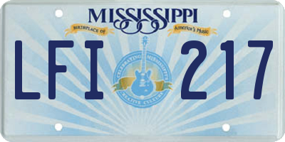 MS license plate LFI217