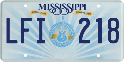 MS license plate LFI218
