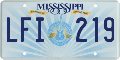 MS license plate LFI219