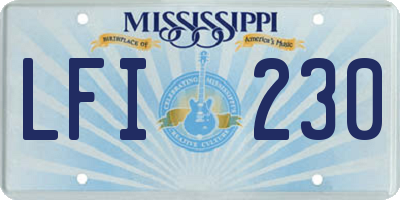 MS license plate LFI230