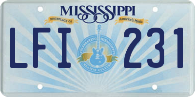MS license plate LFI231
