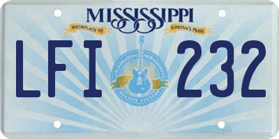 MS license plate LFI232