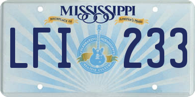 MS license plate LFI233