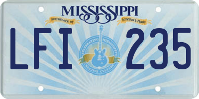 MS license plate LFI235