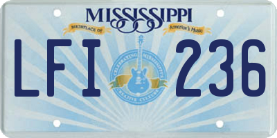 MS license plate LFI236