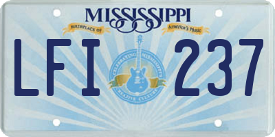MS license plate LFI237