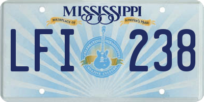 MS license plate LFI238