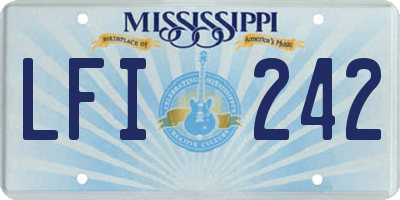 MS license plate LFI242