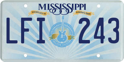 MS license plate LFI243