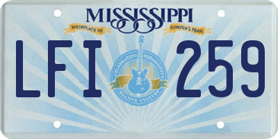 MS license plate LFI259