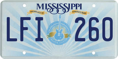 MS license plate LFI260