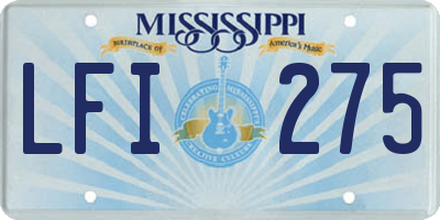 MS license plate LFI275
