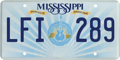MS license plate LFI289