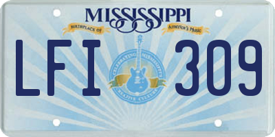 MS license plate LFI309