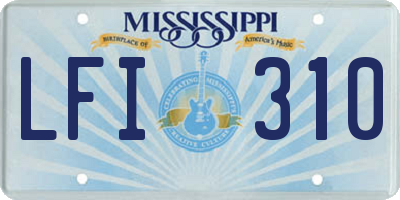 MS license plate LFI310
