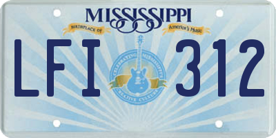 MS license plate LFI312