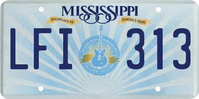 MS license plate LFI313