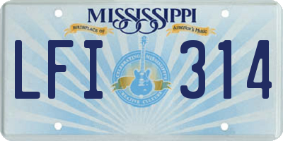 MS license plate LFI314