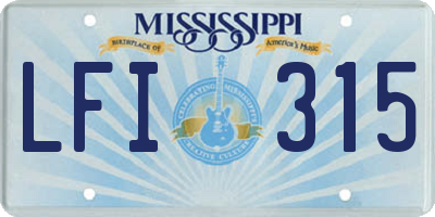MS license plate LFI315