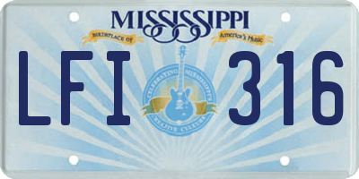 MS license plate LFI316