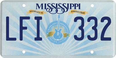 MS license plate LFI332