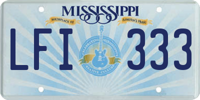 MS license plate LFI333