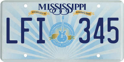 MS license plate LFI345