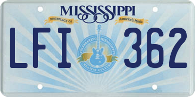 MS license plate LFI362