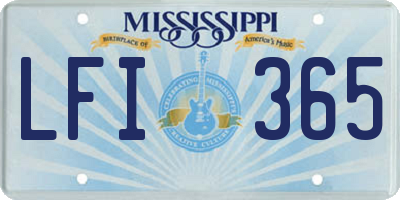 MS license plate LFI365