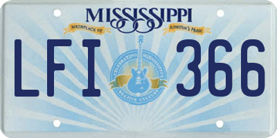 MS license plate LFI366