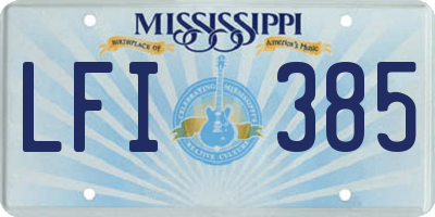 MS license plate LFI385
