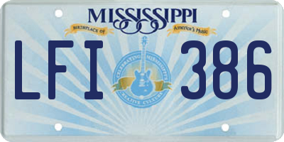 MS license plate LFI386