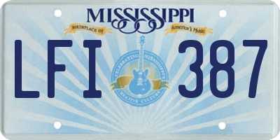 MS license plate LFI387
