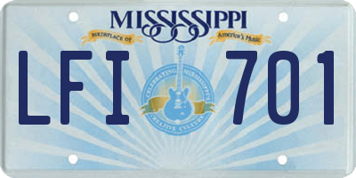 MS license plate LFI701