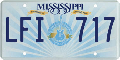MS license plate LFI717