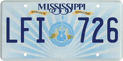 MS license plate LFI726