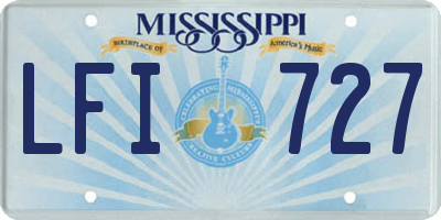 MS license plate LFI727