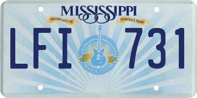 MS license plate LFI731