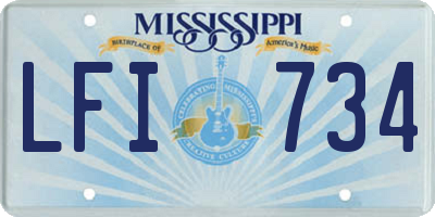 MS license plate LFI734